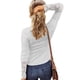 thumbnail image 2 of Camiseta de manga larga con cuello redondo para mujer, ropa informal ajustada con botones y costuras de encaje, Color liso, para otoño e invierno, nueva, 2 of 5
