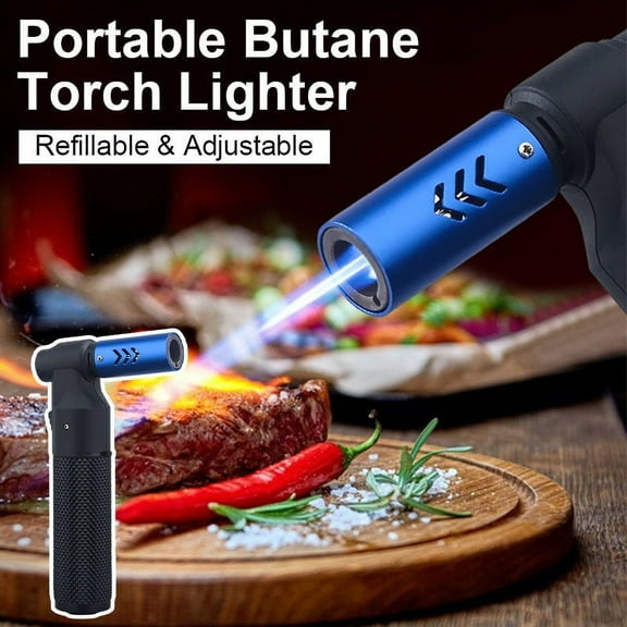 Adjustable Flame Windproof Lighter | Rechargeable Metal Butane Torch | Portable Luxury Design | Refillable for Candles, Fireplace, BBQ, Crafts | Non-Slip, Shockproof | 141x80x30mm | 1 Pack