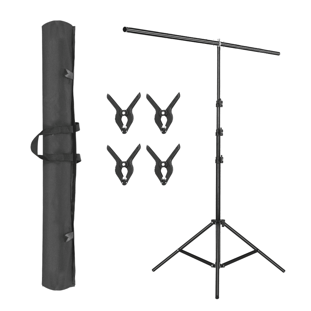 5x8.5feet/1.5x2.6m T-Shaped Photo Backdrop Background Stand with Carry Bag and Heavy Duty Clamps Support System Kit for Photo Video Studio