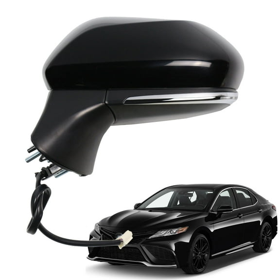 Left Driver Side Mirror for 2018-2024 Toyota Camry Power Heated Lamp Door Mirror for 2018 2019 2020 2021 2022 2023 2024 Toyota Camry Sedan Accessory, Black