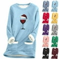 thumbnail image 2 of Women's Sherpa Lined Fleece Christmas Sweatshirt Thickened Winter Warm Pullover Crewneck Loungewear Tunic Tops, 2 of 5