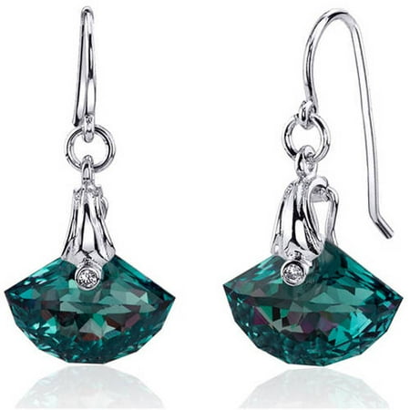 Oravo 12.00 Carat T.G.W. Shell-Cut Alexandrite Rhodium over Sterling Silver Drop Earrings