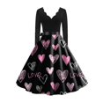thumbnail image 4 of Valentine Day Dress for Women Long Sleeve V-Neck Cocktail Dresses with Belt 3D Love Heart Printing A-Line Dress Wine M, 4 of 4