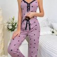 thumbnail image 5 of Puntoco Ropa de dormir para mujer Pijamas de tirantes con estampado de amor a la moda para mujer Pantalones Ropa para el hogar Conjuntos de pijama, 5 of 5