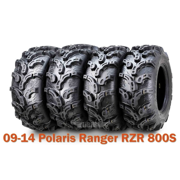 Set 4 ATV Tires 26x9-12 & 26x12-12 Super Lug for 09-14 Polaris Ranger RZR 800S