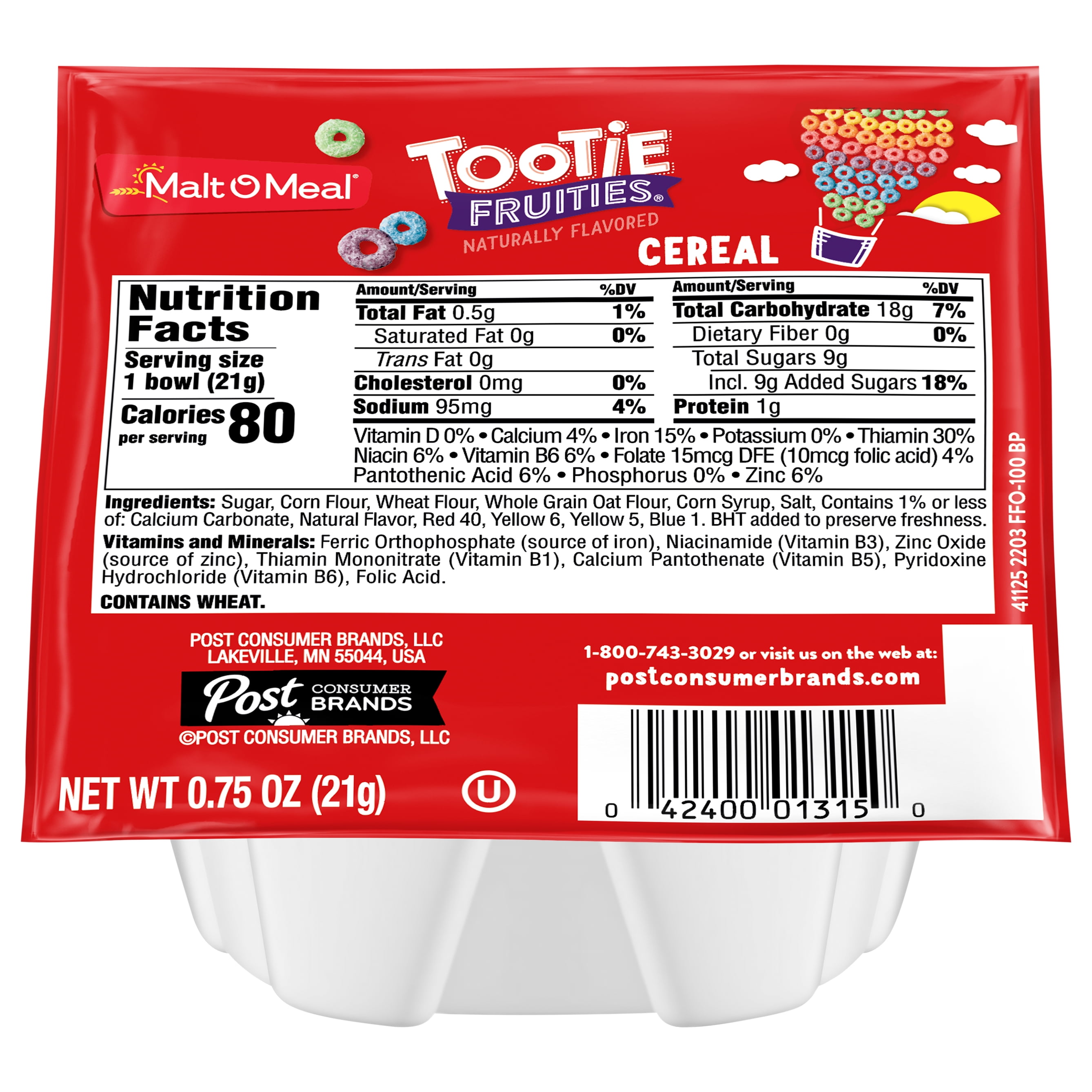 96 PACKS : Tootie Fruities Cereal, 0.75-Ounce Bowls