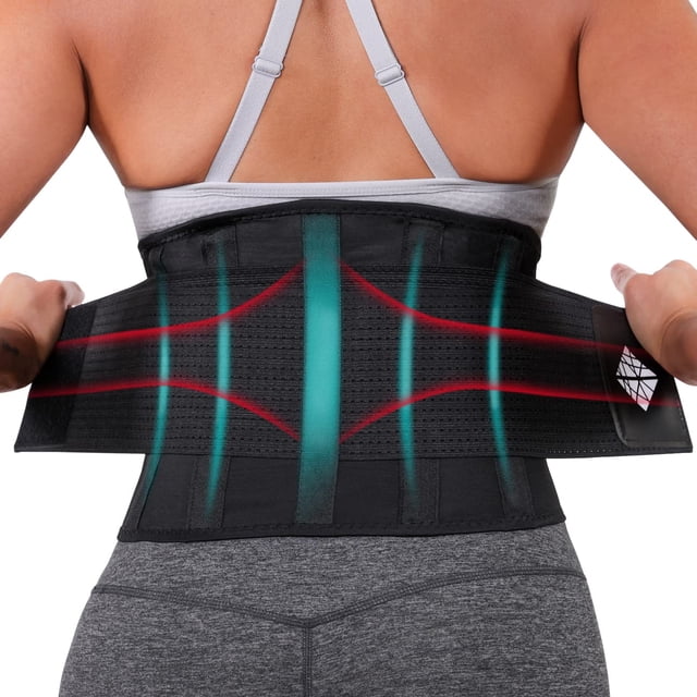 Faja lumbar ajustable ultrafina para hombres y mujeres: soporte flexible para aliviar el dolor lumbar con correas transpirables de doble tensión y agarre industrial, XL