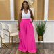 thumbnail image 3 of Gibobby pantalones de vestir mujer Pantalones fluidos para mujer Pantalones palazzo de pierna ancha informales de talle Pantalones con bolsillo de talla grande (Rosa, XL), 3 of 5