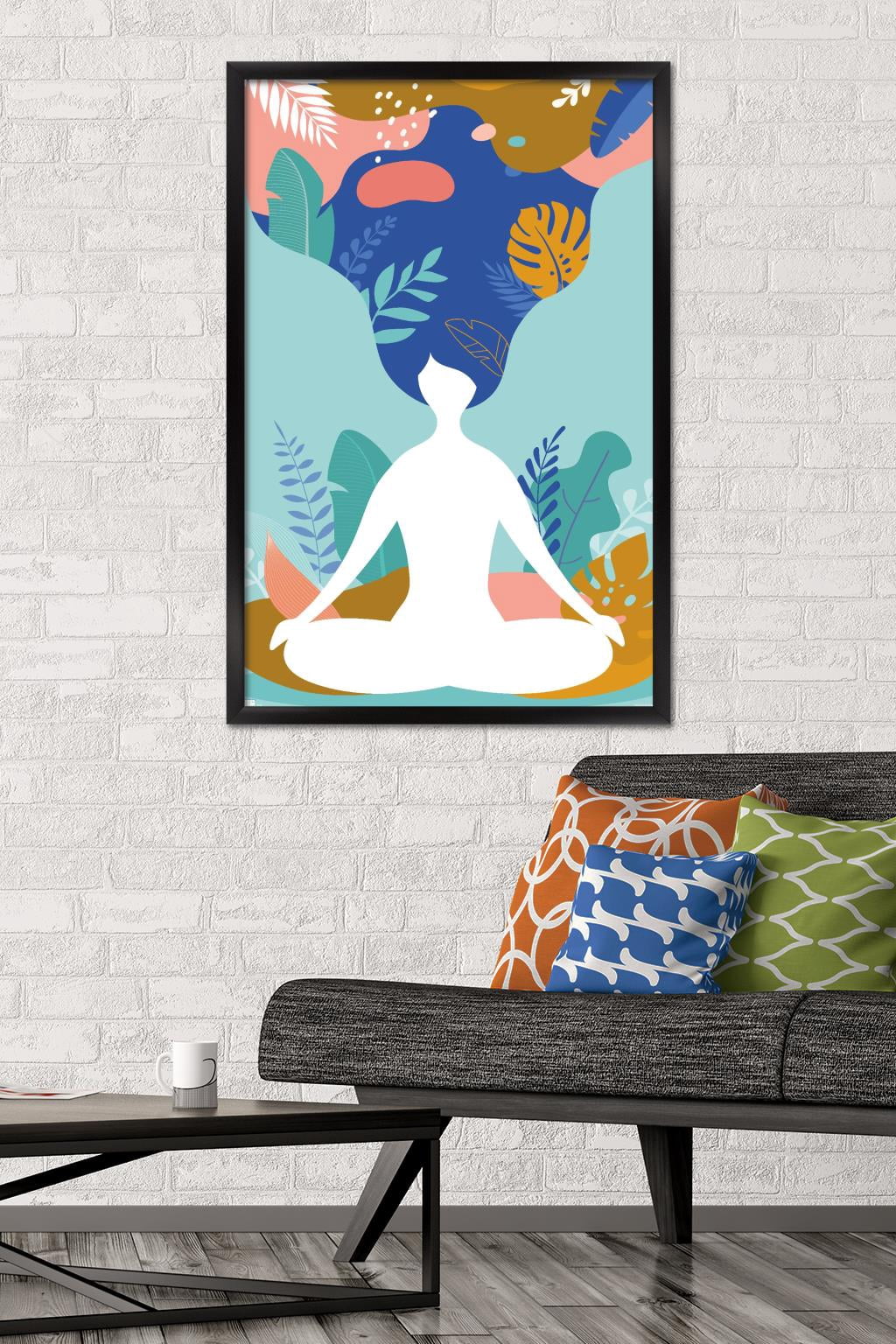Meditation and Mindfulness Wall Poster, 22.375" x 34", Framed