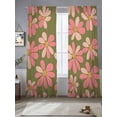 thumbnail image 2 of Abstract Flower Sheer Curtains for Living Room Bedroom, Light-filtering Sheer Curtain, Pink Daisy Rod Pocket Voile Window Treatment Drapes, 52’’Wx84’’L, 2 Panels Set, 2 of 7