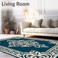 thumbnail image 2 of ODIKA 4'x6' Machine Washable Non-Slip Area Rug, Vintage Damask Scrollwork with Ornamental Details High Traffic Rug with Pad, Beige, 475120, 2 of 8