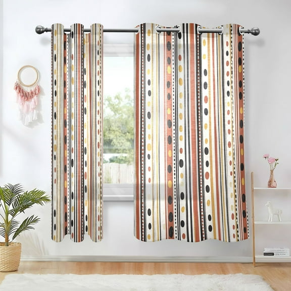 Yayeee Window Curtains Light Filtering 63"x42" Grommet Panel Pair Home Living Room Decor, Brown Abstract Dots