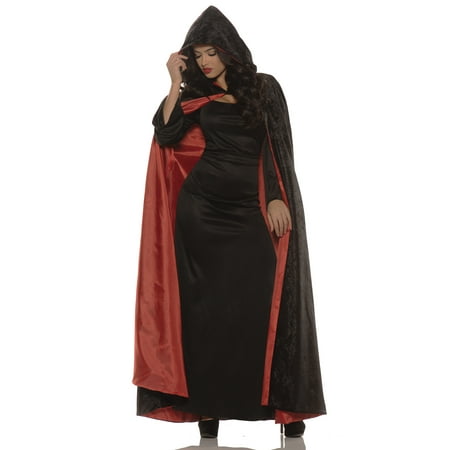 Hooded Cape With Red Lining Adult Womens Halloween Costume- One Size