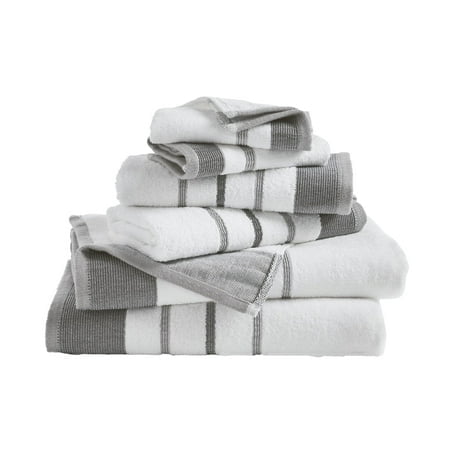 Decorative Bath Towel Set - Luxury Cotton 6 Piece Towel Set - 2 Bath Towels 2 Hand Towels 2 Washcloths - Luxurious Ultra-Soft Durable Towels For Bathroom Decor (Dark Grey/Light Grey)