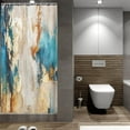thumbnail image 5 of Abstract Brushstroke Blue Shower Curtain for Bathroom, Beige and Gold Yellow Shower Curtains, Modern Painting Farmhouse Aesthetic Polyester Waterproof Bathroom Curtain with 12 Hooks, 5 of 5