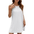 thumbnail image 2 of Lorytime Mini Dresses for Women White Hollow out Halter Crewneck Dress Sleeveless Solid Sundress Short Dress Loose Trendy Travel Dresses Hawaiian Summer Vacation Beach 2XL, 2 of 4