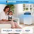thumbnail image 5 of 14,000 BTU Dual Hose Portable Air Conditioner, 3-in-1 Cooling Heating & Dehumidifier with Heat Pump, Quiet Energy Efficient for 700 Sq. Ft, Remote Control, White, 5 of 8