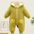 thumbnail image 5 of Baby Boy Fleece Jumpsuit Green Baby Onesie Long Sleeve Button down Hooded Jumpsuit Romper with Bear Ears Infant Snowsuit Baby Boy Outfits 6-12 Months, 5 of 5