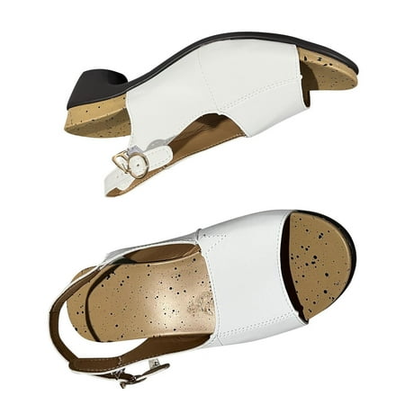 

Egmy Women Sandals Comfortable Elegant Low Chunky Heel Shoes Women Summer Thick Heel Sandals Pumps Buckle Open toe Casual Shoes