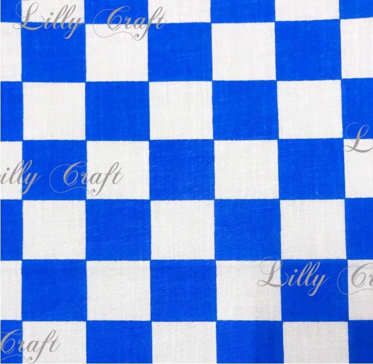 SOLD BY THE METRE WHITE AND BLACK MINI CHECKED POLYCOTTON FABRIC 