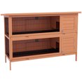 thumbnail image 1 of PawHut 2 Tier Rabbit Hutch Bunny Pet House Wooden Coop Run Cage, Orange, 1 of 8