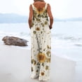 thumbnail image 5 of Women's Summer Overalls Jumpsuits Boho Sleeveless Wide Leg Romper with Pockets Orange XL, 5 of 5