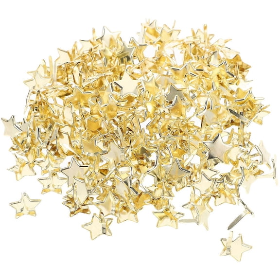 200pcs 14mm Star Brads Scrapbooking Embellishment Fastener Brads Metal Crafts (Golden)