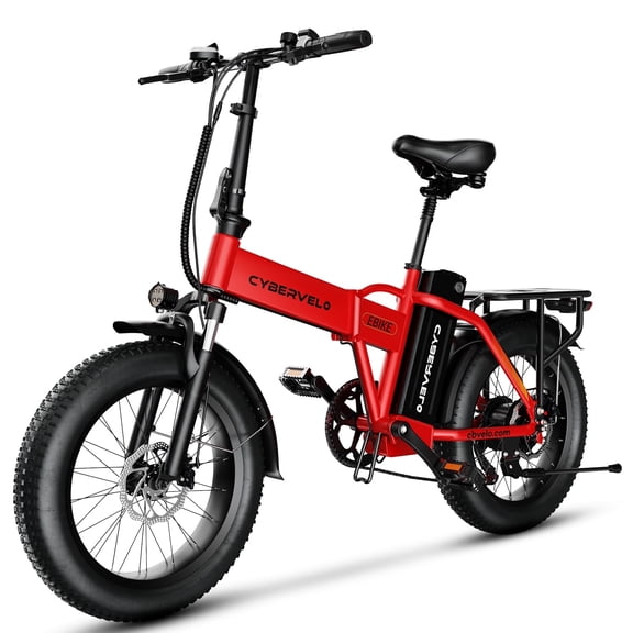 Cybervelo 1000W Folding Electric Bike, 48V 960WH Large Removable Battery E-Bike, 30+MPH, 80 Miles Max Range, 20" Fat Tire Electric Bike for Adults, Adult Electric Bicycles for Commute