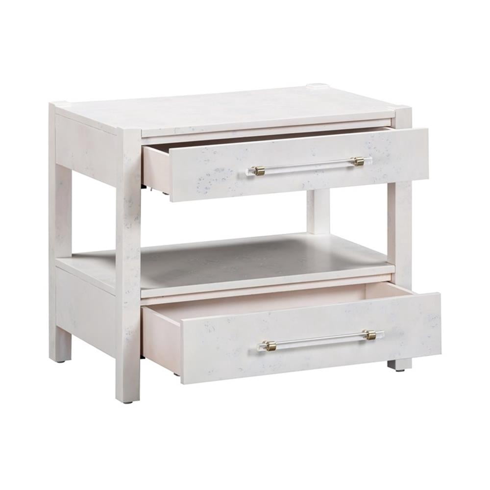 Maklaine Engineered Wood White Nightstand Rectangular 26"W Assembled