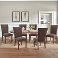 thumbnail image 3 of COLAMY Set of 4 Fabric Dining Chairs with Nailhead Detail and Wooden Legs, Upholstered Side Chairs for Kitchen and Dining Room – Darkbrown, 3 of 21