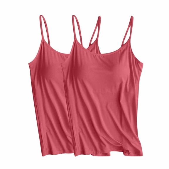 ylioge 2 Pack Tank Tops for Women Built in Bras Plus Size S-4X Sleeveless Camisoles Womens Pullover Solid Color Slim Breathable Athletic Yoga Cami Top