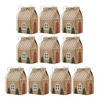 Shoreew Christmas Gift Box with Handle Paper House Shape Packaging for Candies Cookies Jewelry Creative Holiday Present Wrapping