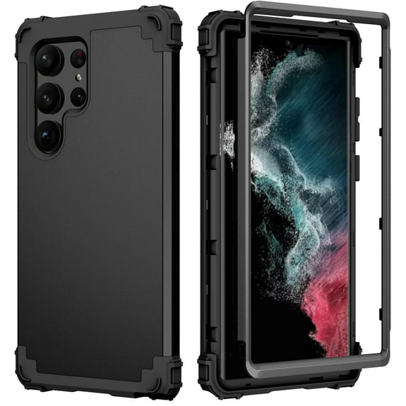 Tarise for Samsung Galaxy S23 Ultra 5G Case, Dual Layer Heavy Duty Tough Rugged Shockproof Drop Protection Corner Protection Hybrid Protective Phone Case Cover for Samsung S23 Ultra 5G, Black