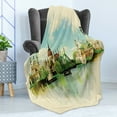 thumbnail image 4 of Hungary Soft Flannel Fleece Throw Blanket, Watercolor Painting of Old Budapest on Danube River Idyllic Historic, Cozy Plush for Indoor and Outdoor Use, 60" x 80", Cream Multicolor, by Ambesonne, 4 of 5