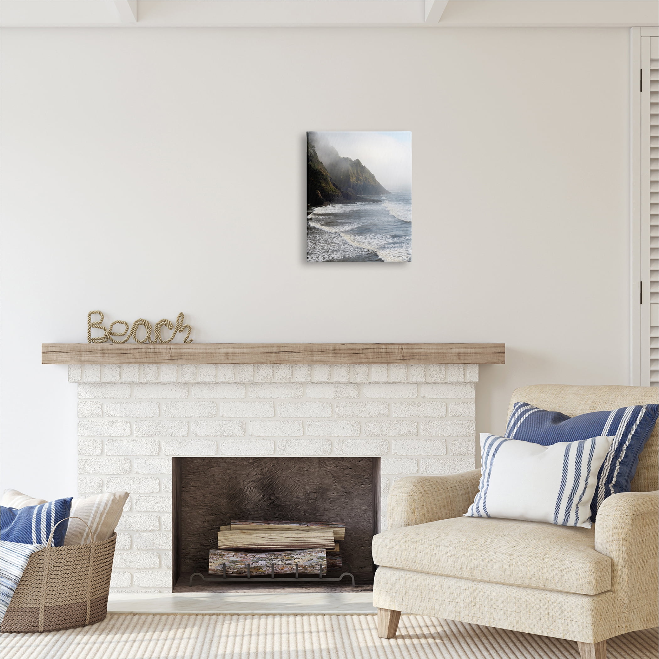 Stupell Industries Cliffside Sea Waves Landscape Nature Photography Gallery Wrapped Canvas Print Wall Art, 16 x 20