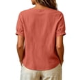 thumbnail image 6 of Favoffer Women's Washed Crinkle Linen Blend Shirt Boho Embroidered Tunic Short Sleeve V Neck Loose Fit Peasant Top Elegant Daily Summer Beach Holiday Blouse, 6 of 6