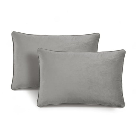 Lush Decor 100% Polyester Velvet Solid Decorative Pillow Cover Dark Gray Pair 13x20