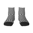 thumbnail image 7 of Women's Men's Black White Checkered Pattren Lightweight Ventilation Quarter Ankle Socks, 7 of 7