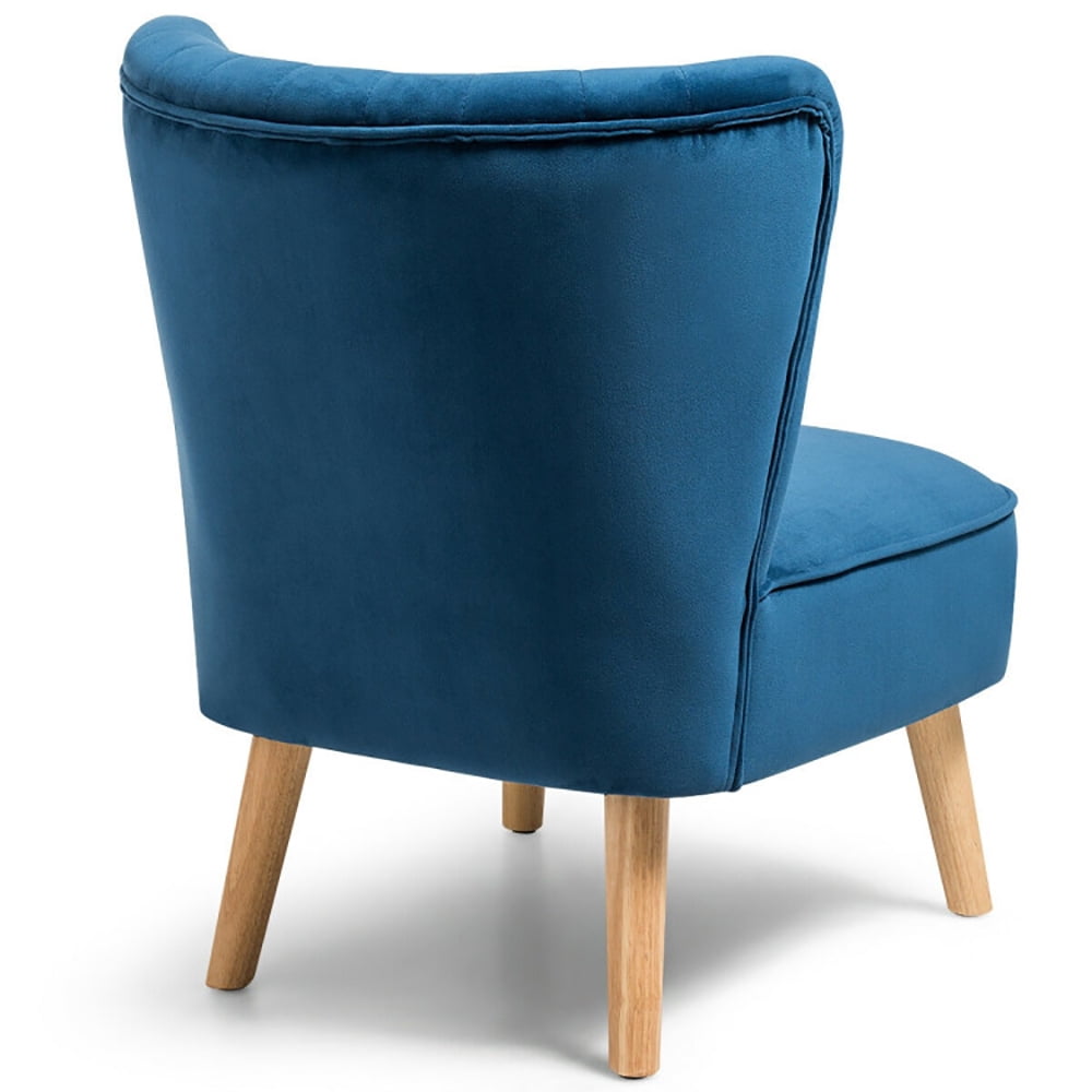 Finihen Velvet Accent Chair, Modern Armless Velvet Accent Chair with Wood Legs, Thickly Padded, Armless Wingback Club Chairs for Living Room, Bedroom, Blue