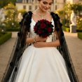 thumbnail image 6 of Slccxzc Extra Long 3D Floral Mesh Bridal Shawl, Tulle Wedding Cloak for Evening Dresses, 6 of 7