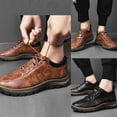 thumbnail image 5 of Xfvqtps Mens Waterproof Hiking Shoes Arch Support Breathable Fashion Outdoor PU Walking Shoes British Style Casual Shoes Low Heel Non Slip Wear Resistant Tooling Shoes Black, 5 of 5