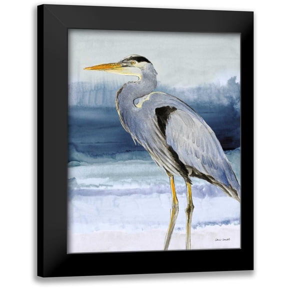 Loreth, Lanie 12x14 Black Modern Framed Museum Art Print Titled - Heron On Blue I