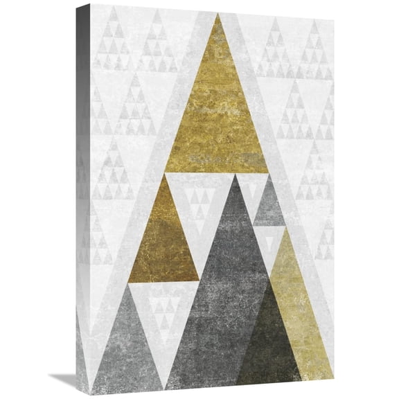 Global Gallery's 'Mod Triangles III Gold' By Michael Mullan Stretched Canvas Wall Art