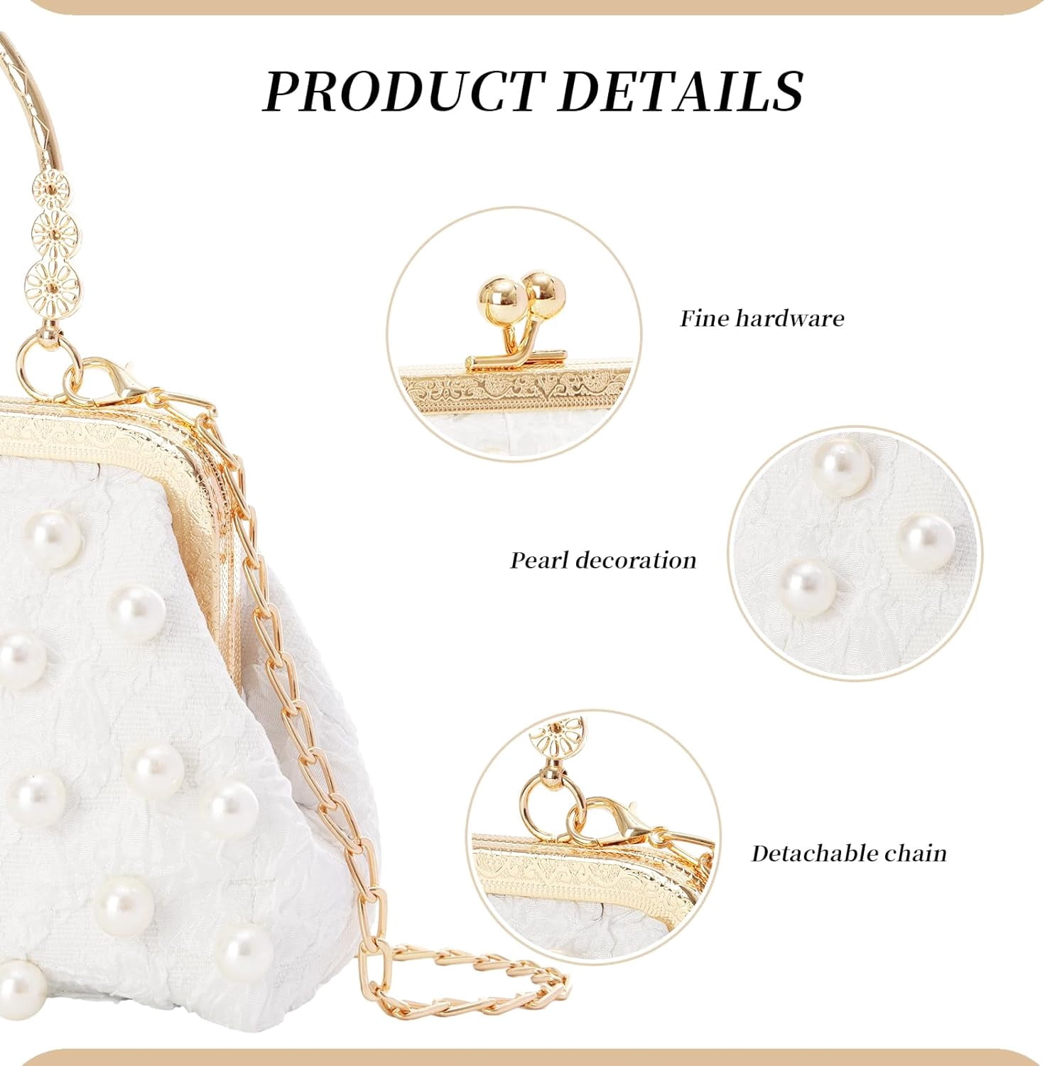 Ladies Beaded Evening Handbags Pearls Decoration Cute Clutch Small Bridal Wedding Handbags