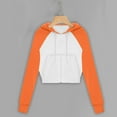 thumbnail image 6 of Htigea Womens Cropped Hoodies Full Zip Hooded Sweatshirts Thin Fleece Long Sleeve Sport Jackets with Pockets Orange XL, 6 of 8