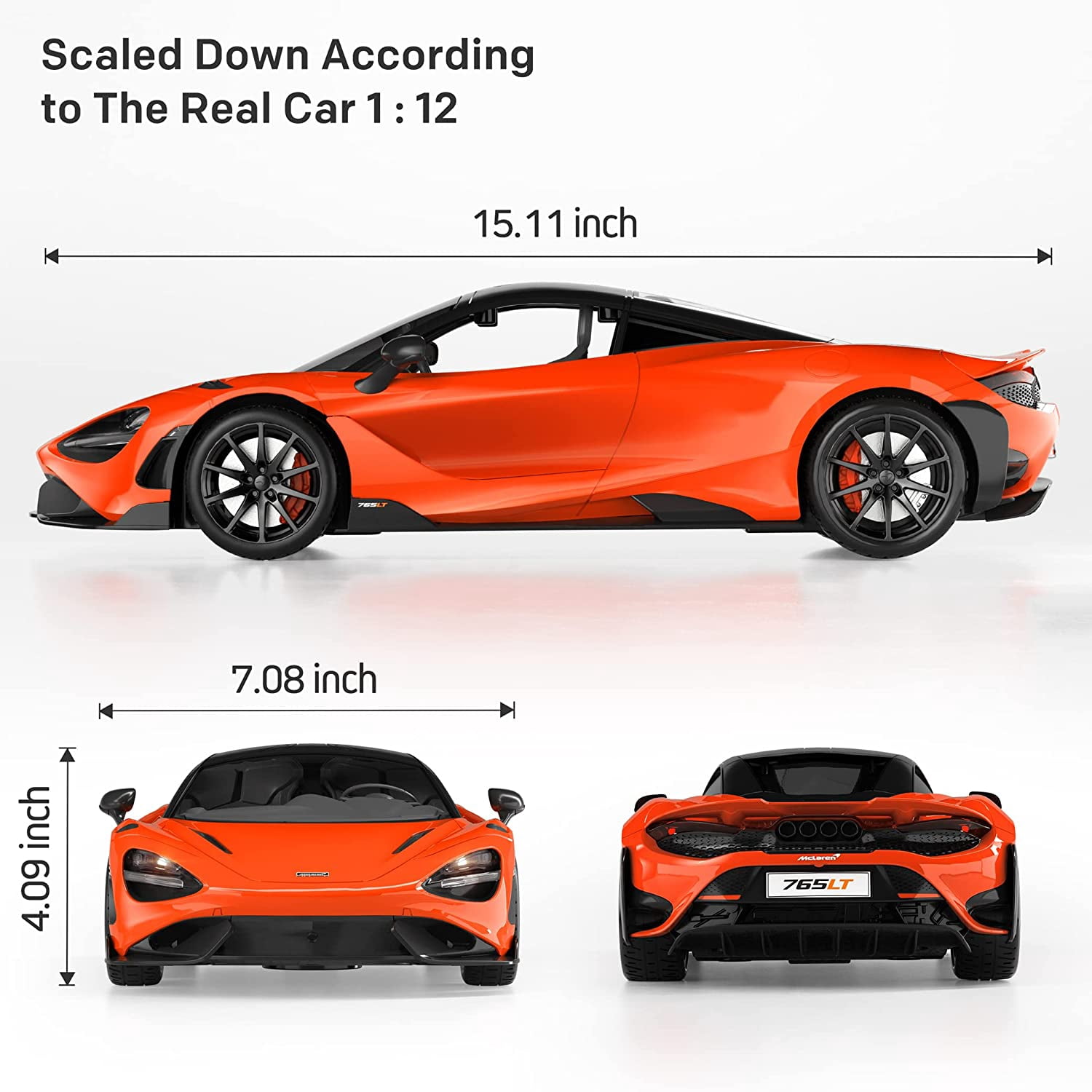 Miebely Remote Control Car,1/12 McLaren 765LT RC Car,Liscensed by McLaren,12km/h Fast Model Car Headlight for Adults Kids Gift(Orange)