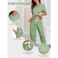 thumbnail image 5 of EA'S SECRET 100% Cotton Women Pajamas Set Soft Sleepwear Pjs 2 Piece Sleepwear With Pockets Capri Pants Summer(Sage Green,L), 5 of 7