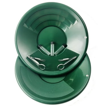 Green 8 Inch Gold Mining Pan For Gold Prospecting 2 Riffle Types