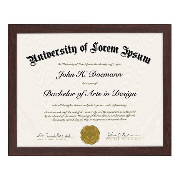 8.5x11 Mahogany Document Frame Display Certificates & Diplomas