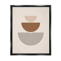 Stupell Industries Beige Boho Geometric Abstract Painting Black Floater Framed Art Print Wall Art, 25 x 31